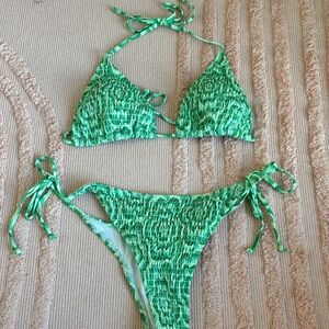 Green Ruched Bikini Set